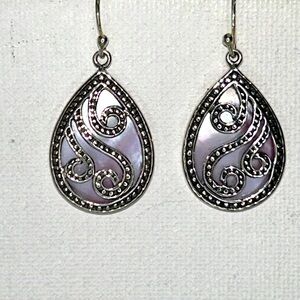 NWOT Samuel B. Sterling Silver Pink Mother of Pearl Designer Earrings  Bohemian